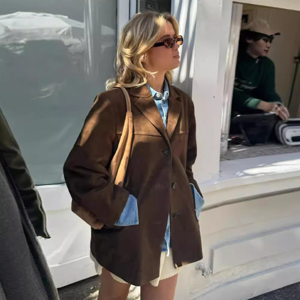 Women's Fall Winter Double-Breasted Polo Collar Extended Trench Coat