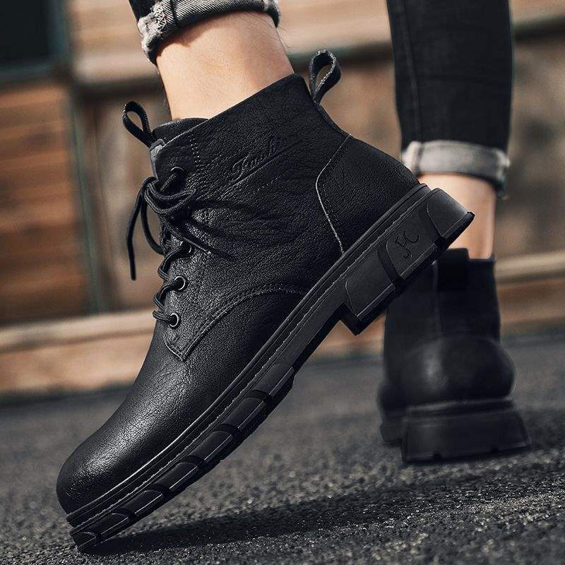 Men's British Style Leather Tooling Boots
