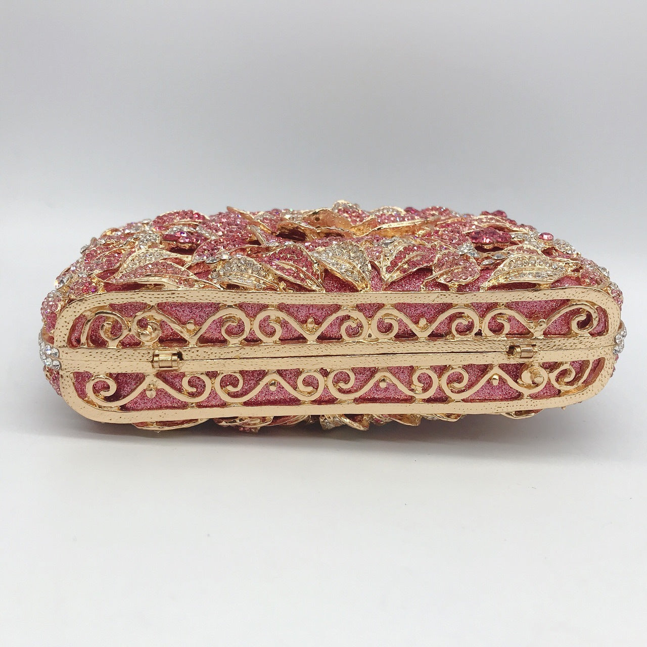Metal Rose Diamond Chain Clutch Evening Bag 17x11x5cm