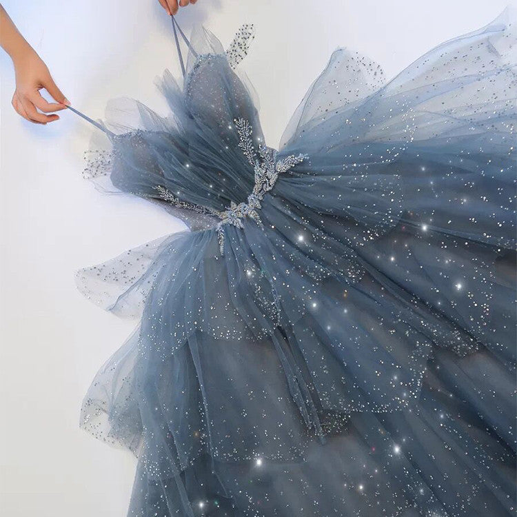 Robe de soirée en polyester bleue pour femme - Tendance et élégante