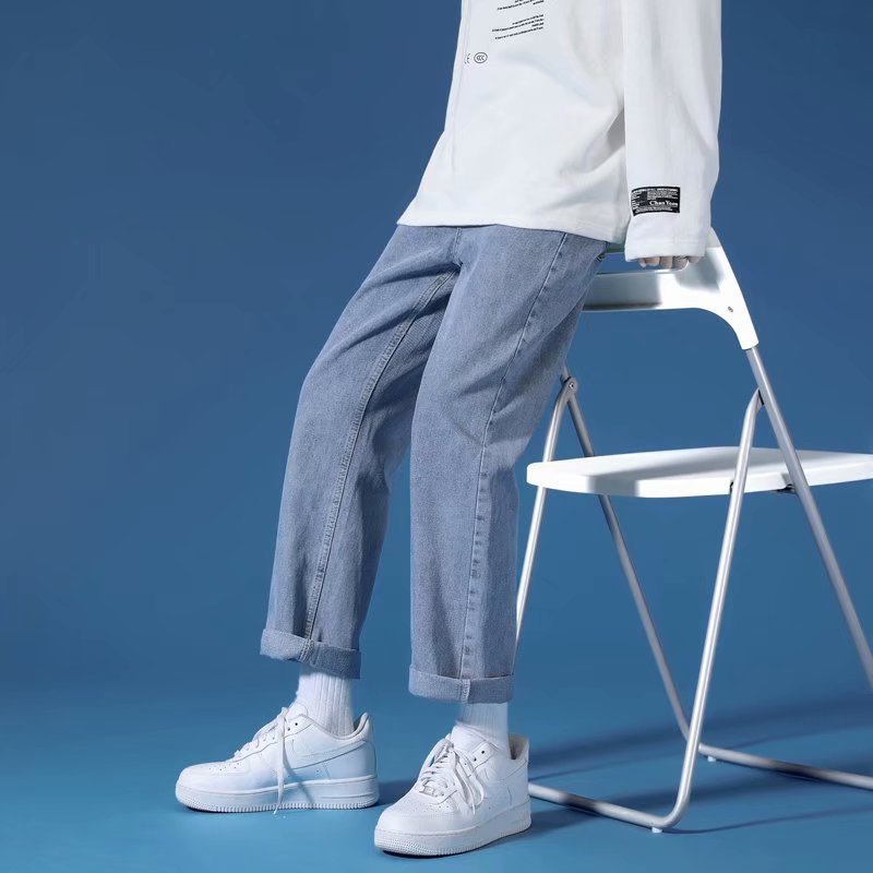 Men's Loose Straight Leg Jeans in Black and Blue