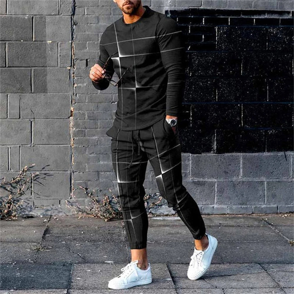 Ensemble sweatshirt et pantalon de survêtement 3D numérique pour hommes
