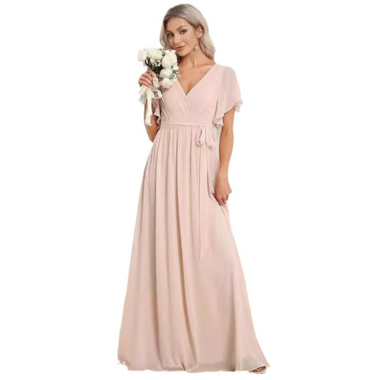 Frensh Chiffon Pure Color Mesh Dress