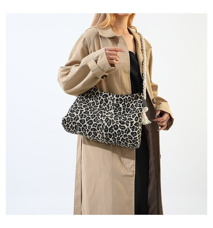 Leopard Print Large Capacity Crossbody Shoulder Bag for Women