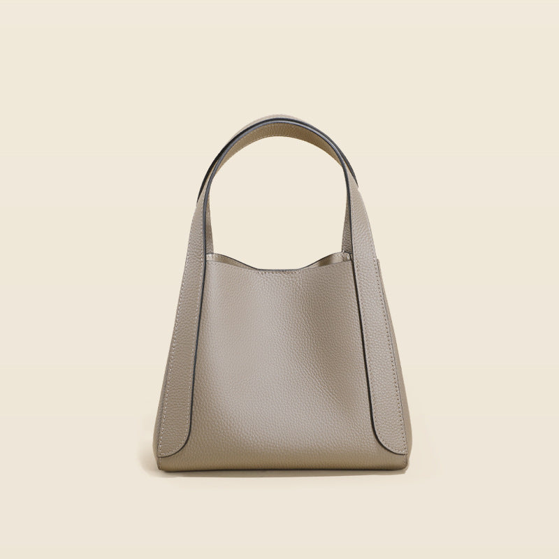 Sac seau en cuir de vachette première couche pour femme, portable pour les trajets quotidiens