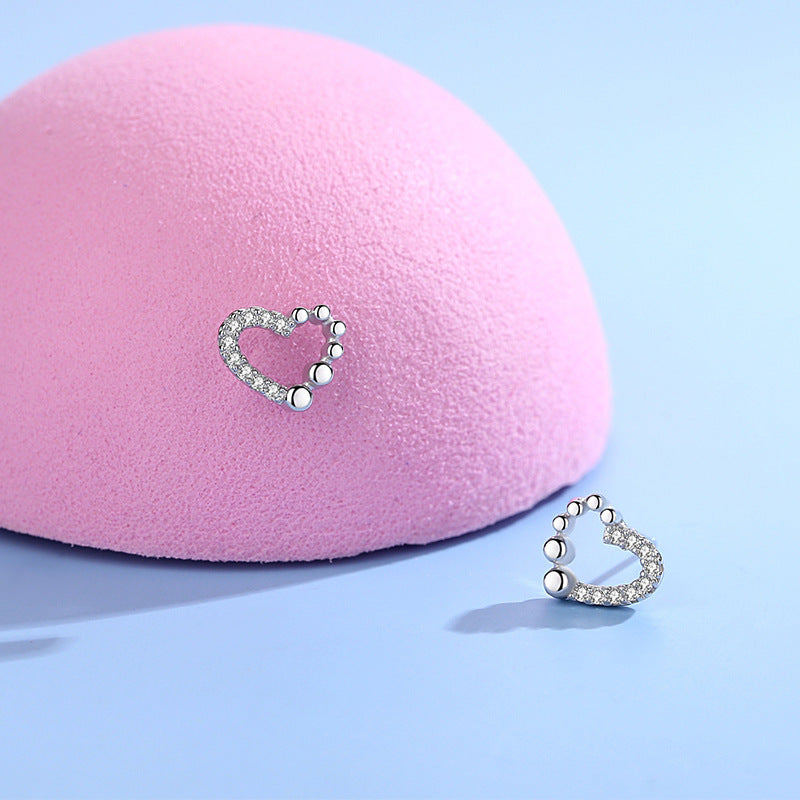 Boucles d'oreilles clous en argent 925 avec diamant d'amour