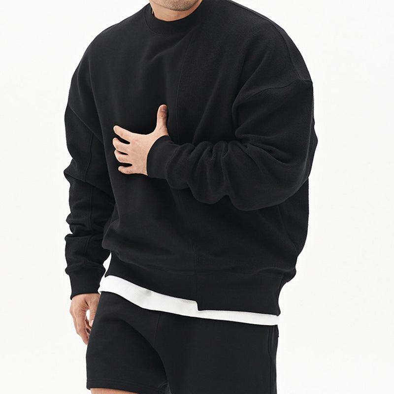Men's Loose Round Neck Pullover Sweater Cotton Blend