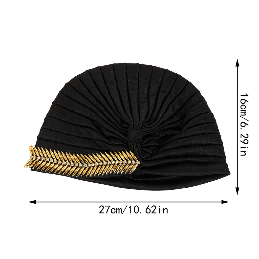 Turban plissé à strass pour femmes, bonnet élastique, foulard de Ramadan, bonnet chimio, chapeau africain