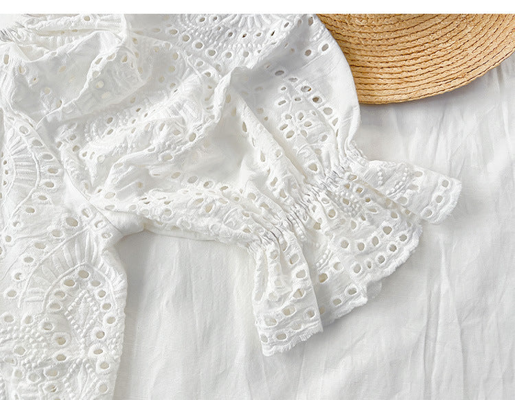 Chemisier en coton blanc de style français, à enfiler, S-XL