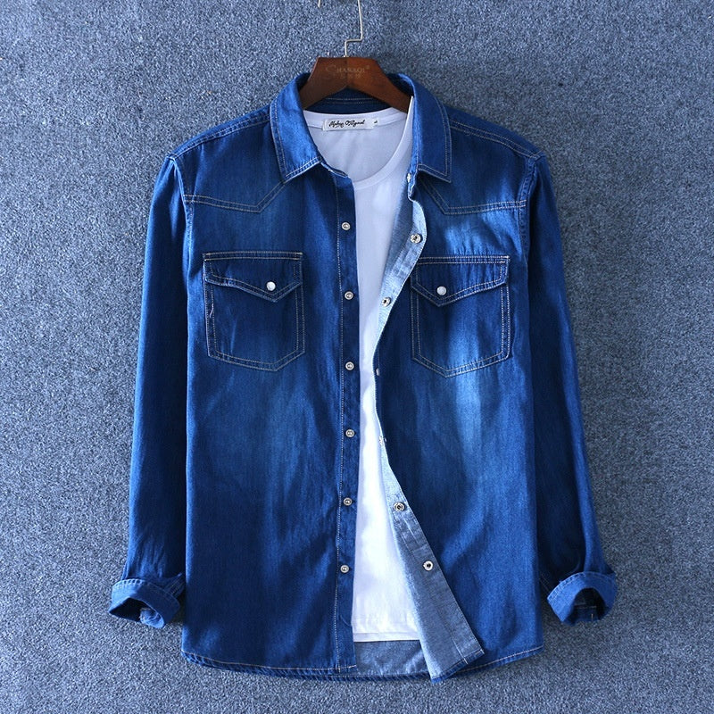 Chemise en jean de coton à manches longues pour homme