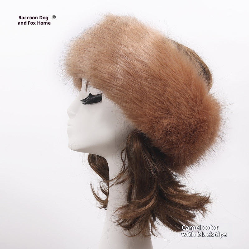 Elastic Faux Fox Fur Headband for Women – Winter Warmth & Windproof