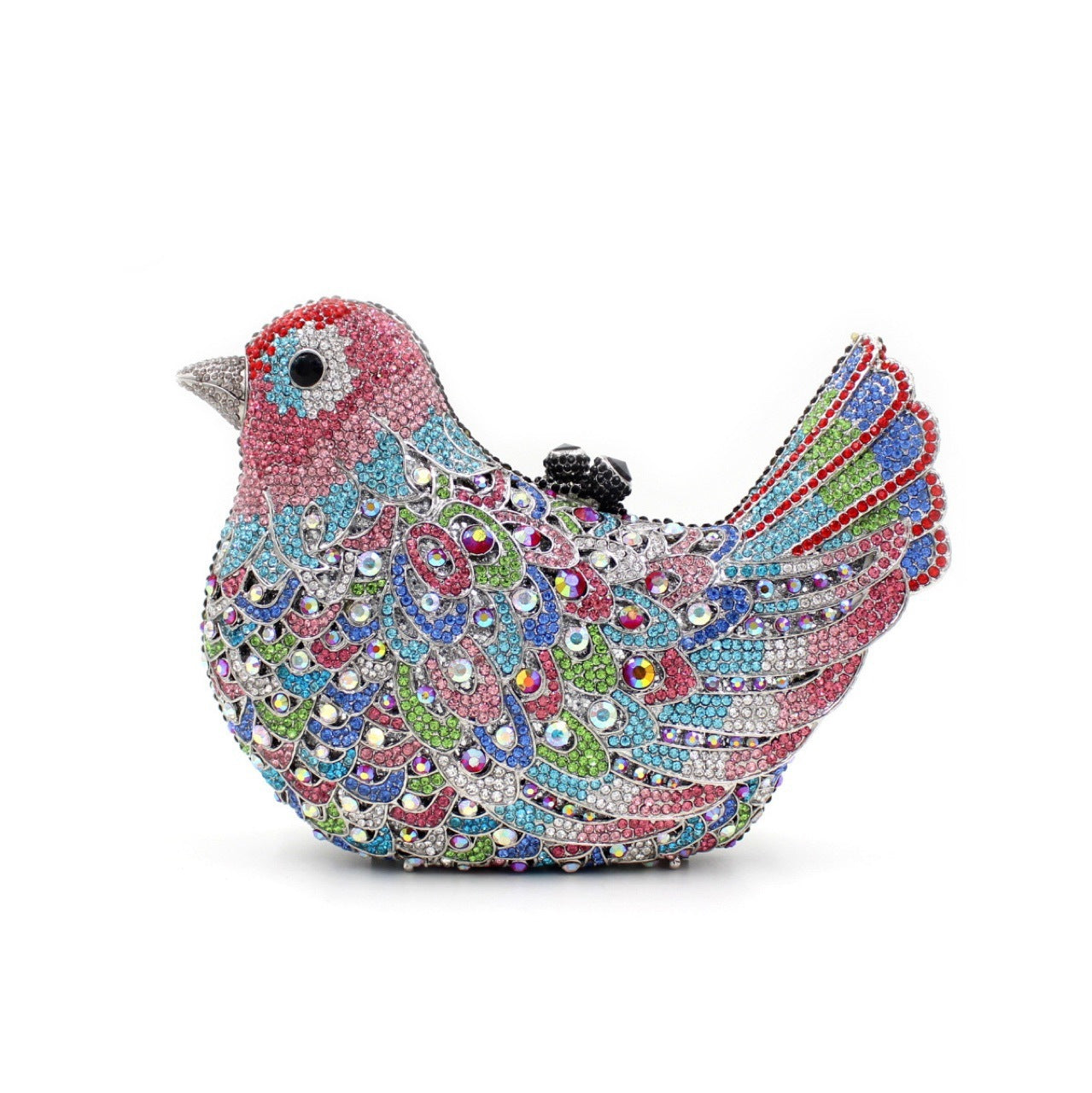 Bird and Peace Dove Rhinestone Dinner Bag 19x14x5.5cm Alloy Gem Clutch