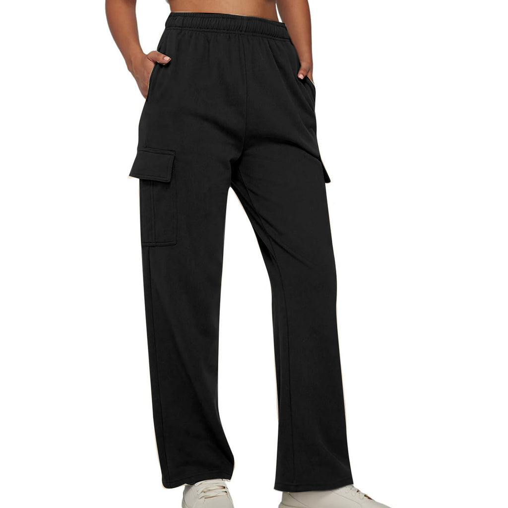 Women's High Waist Pocket Overalls Casual Pants Polyester