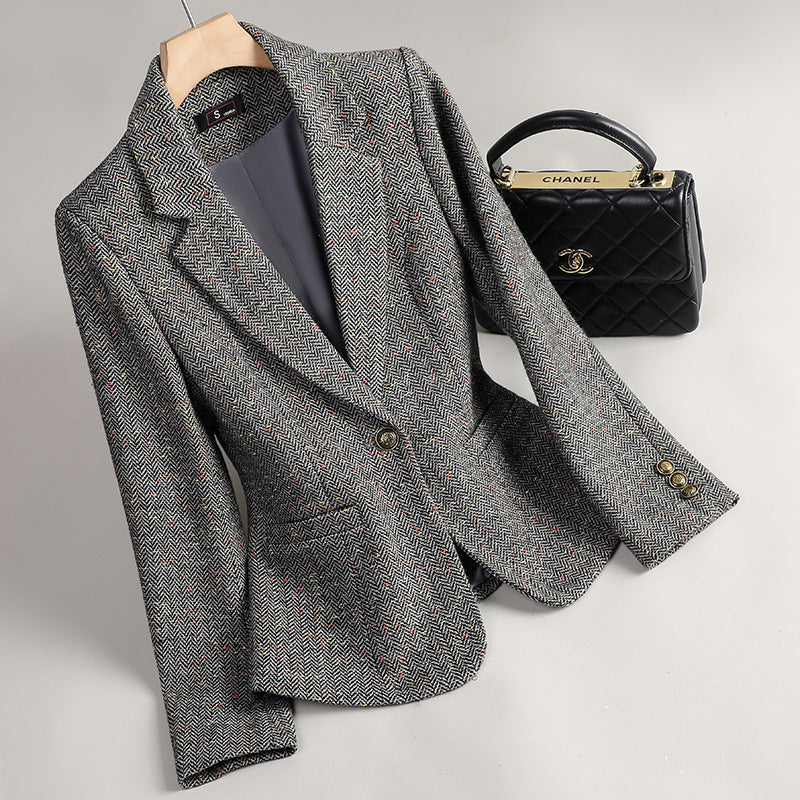 Women's Wool Suit Jacket in Pink, Brown & Gray - Sizes S-XXXL