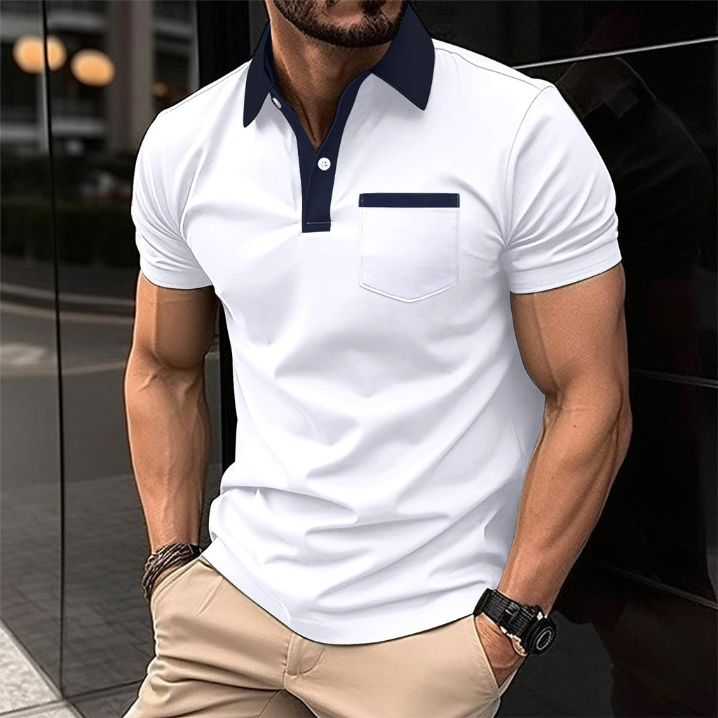 Polo T-shirt en mélange de coton pour homme, coupe ample, manches courtes