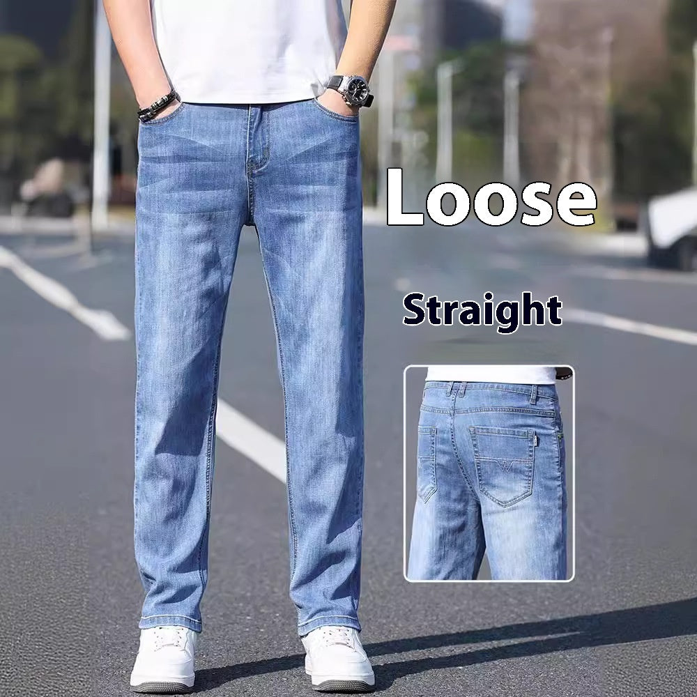 Thin Stretch Denim Tapered Business Casual Trousers