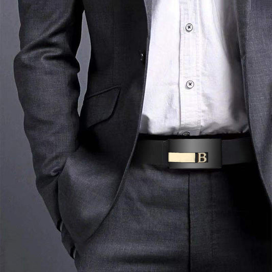 Men's Leather Inner Wear Toothless Automatic Buckle Belt