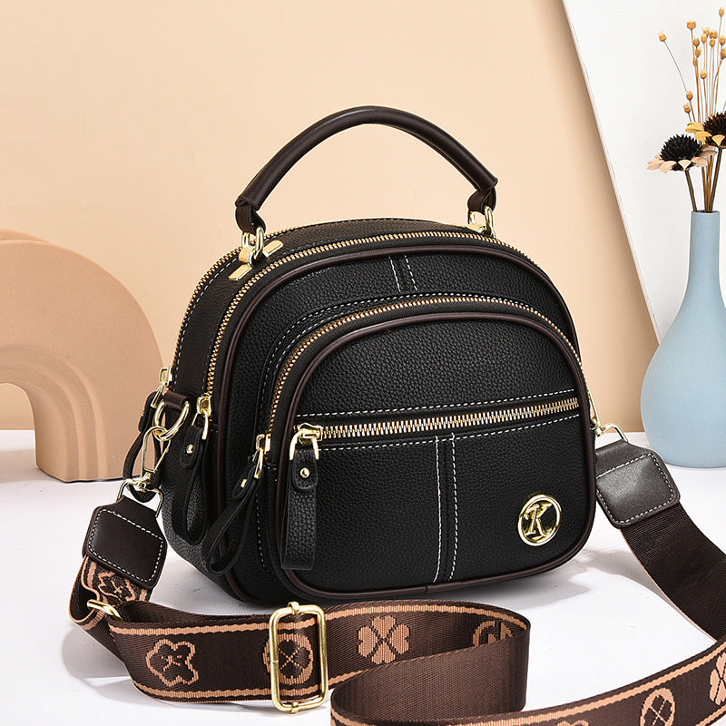 Sac bandoulière carré polyvalent pour femme avec plusieurs fermetures éclair et une bandoulière