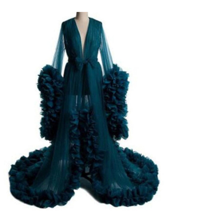 فستان حمل طويل من قماش شبكي أنيق للنساء