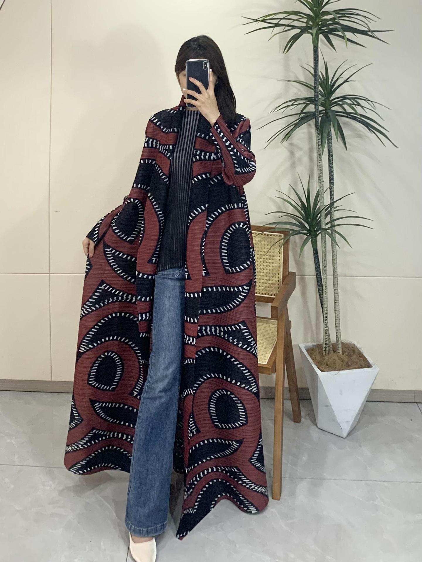 Pleated Print Fashionable All-match Lace-up Loose Arabian Abaya Robe