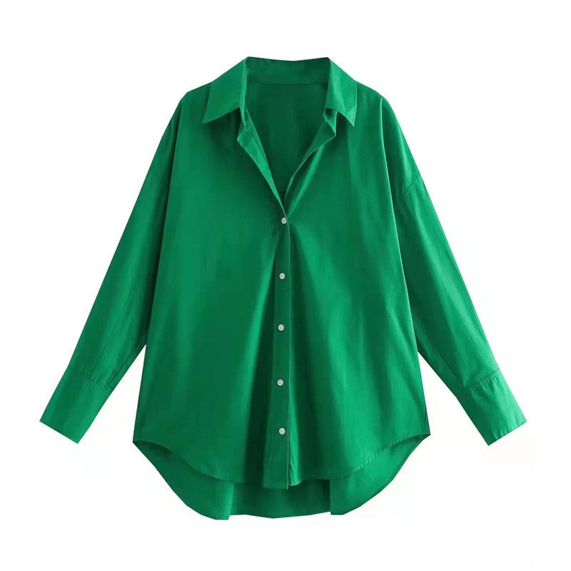 Chemise Popeline Multi-Couleur Décontractée Urbaine Manches Longues Fibre de Polyester