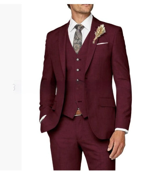 Ensemble de costume trois pièces décontracté ajusté pour homme