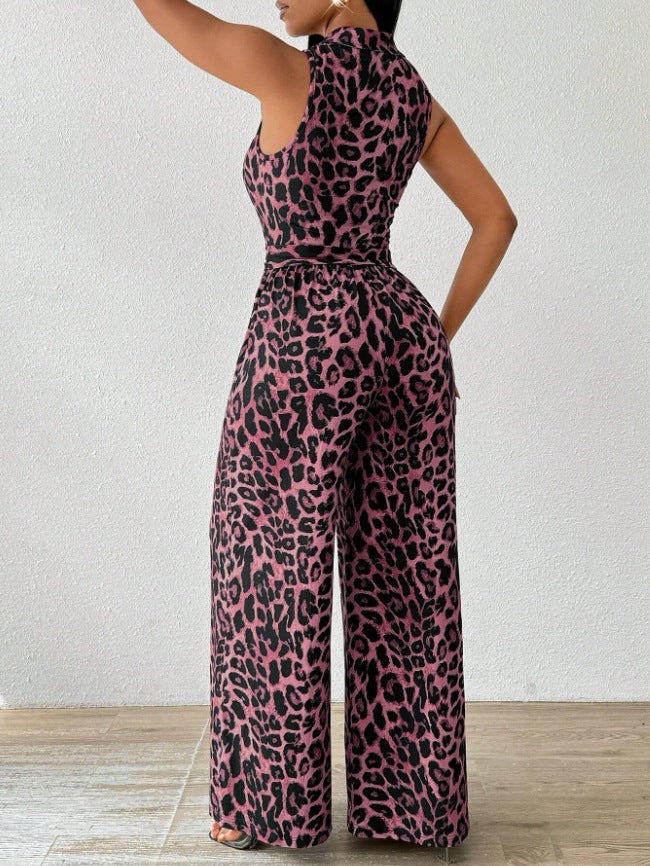 Combinaison pantalon large pour femme avec ceinture