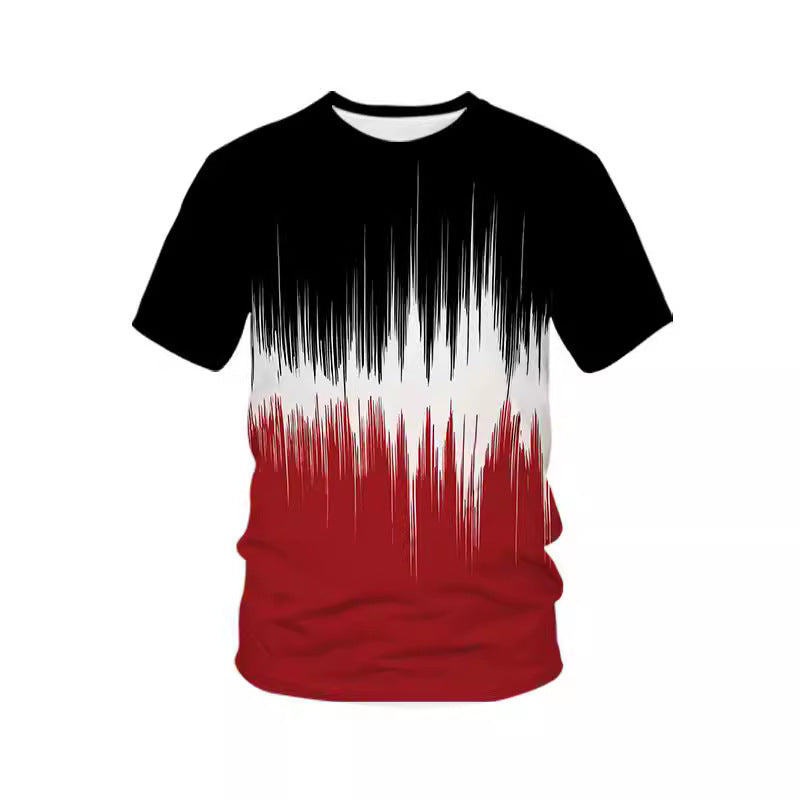 Men's Loose Fit 3D Digital Print Round Neck Short Sleeve Shirt