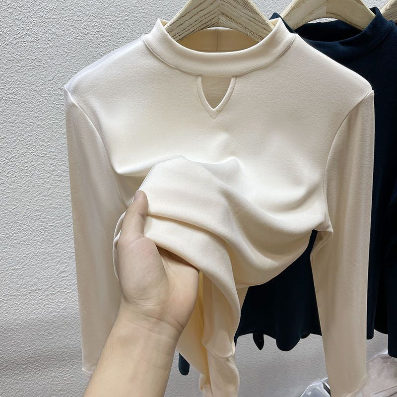 Women's Half-turtleneck Brushed Double-sided Dralon Bottoming Shirt