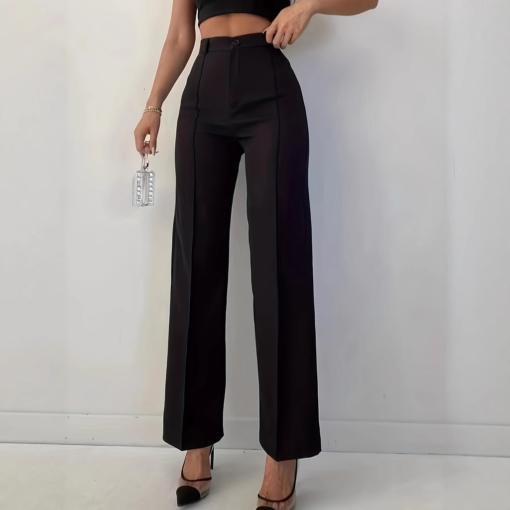 High Waist Slim Fit Black Casual Pants for Women