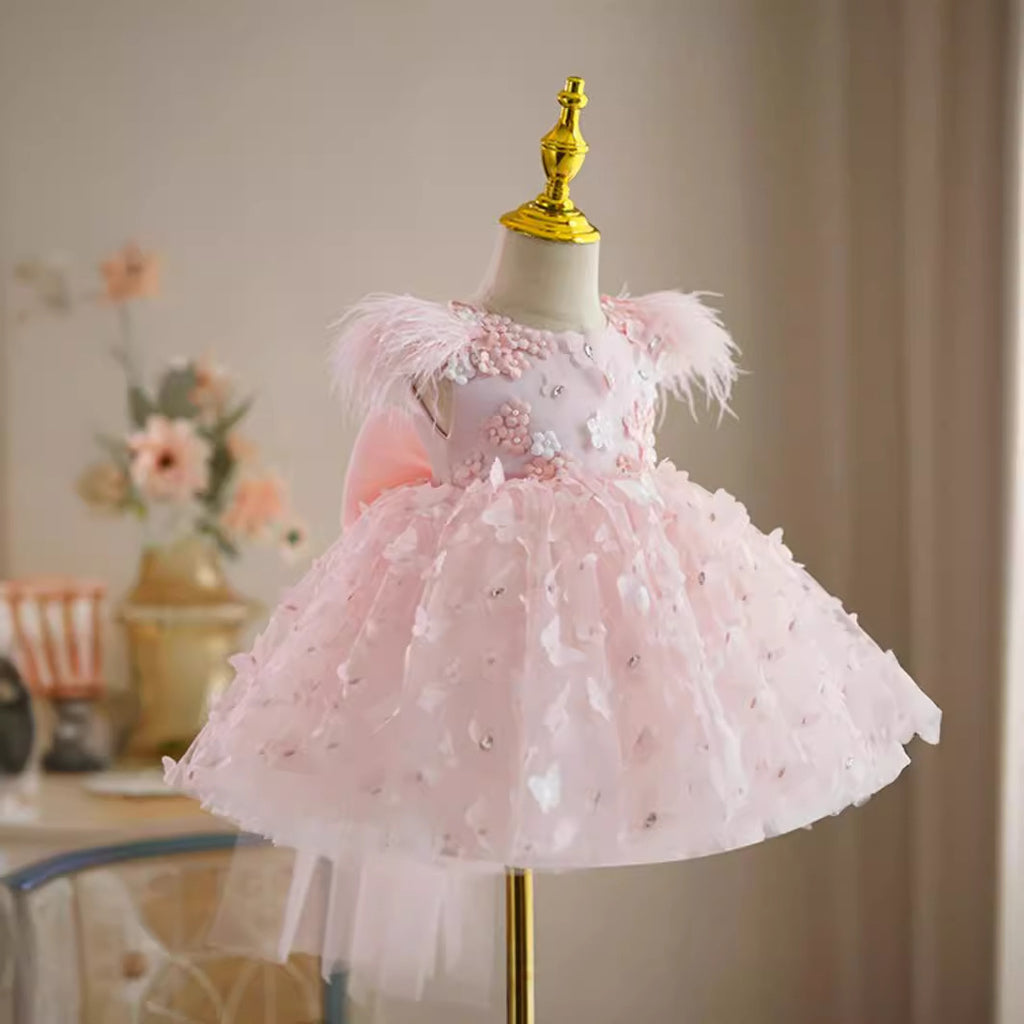Girls Pink Princess Dress High-End Fashion Polyester Fiber
