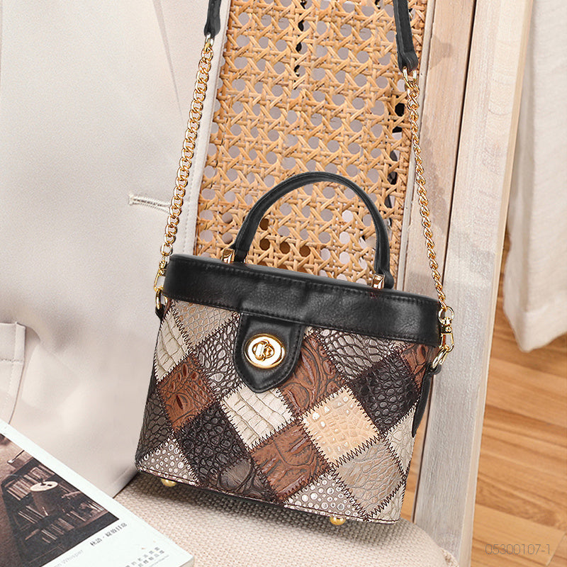 Ladies Small Cowhide Leather Cylinder Shoulder Messenger Bag