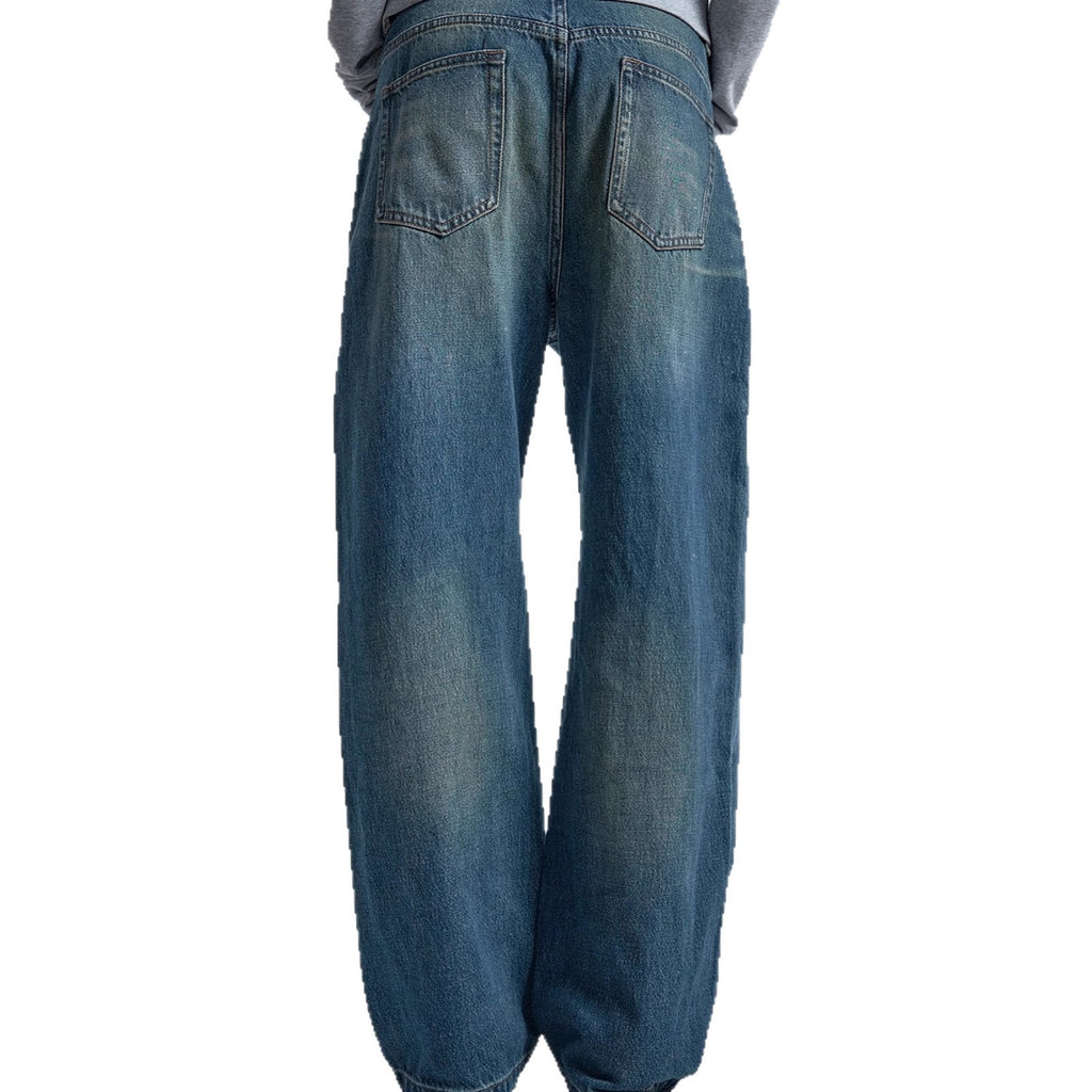 Women's Gothic Street Style Mid Waist Blue Loose Jeans