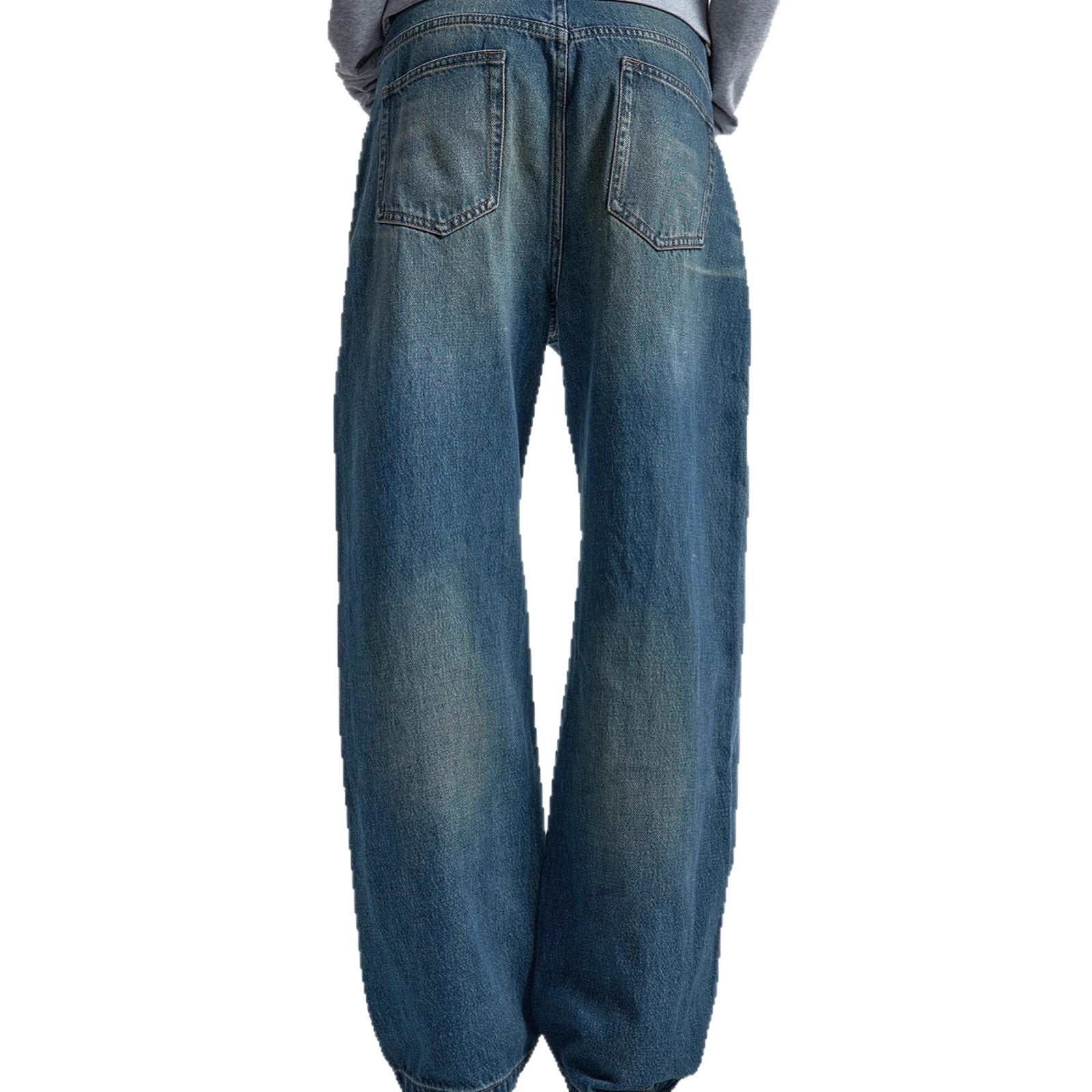 Women's Gothic Street Style Mid Waist Blue Loose Jeans