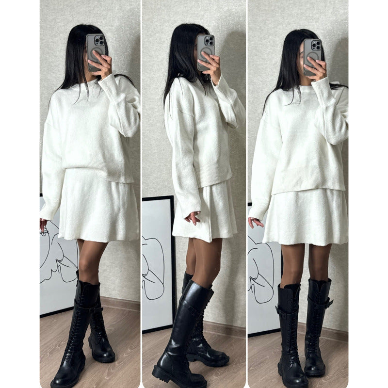 Ensemble deux pièces pour femme : pull et jupe courte, taille mi-haute, XS-XXXL