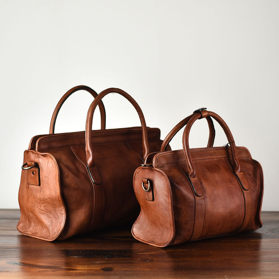 Sac à main cousu à la main en cuir de vachette tanné végétal à grande capacité