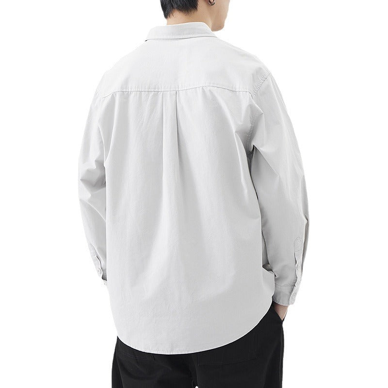 Chemise en coton à manches longues pour homme, style rétro minimaliste, printemps