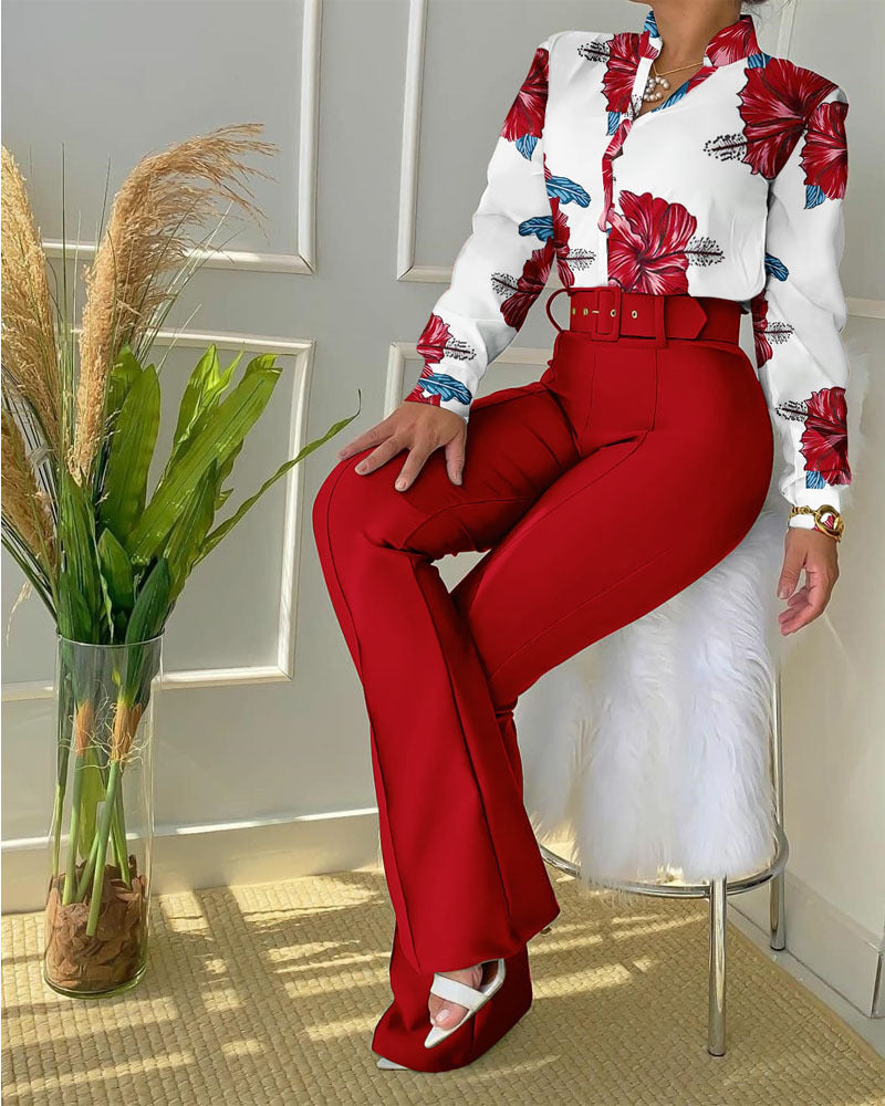Fashion Printed Casual Women's British Style Suit