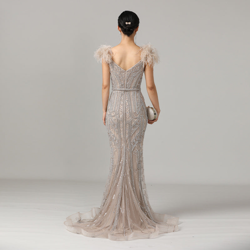 High-end Handmade Beaded Gown Long Skirt