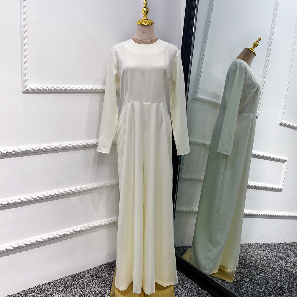 Moyen-Orient Dubaï Combinaison Robe Unie en Coton Mélangé Turc
