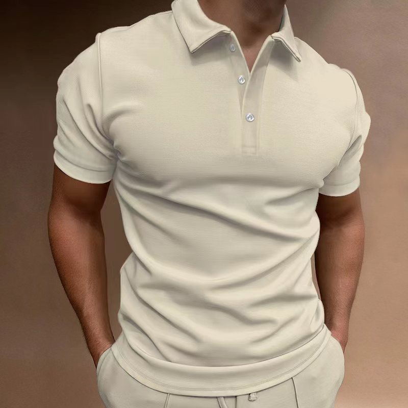Men's Loose Cotton Blend Button T-Shirt, Short Sleeve, Multiple Colors