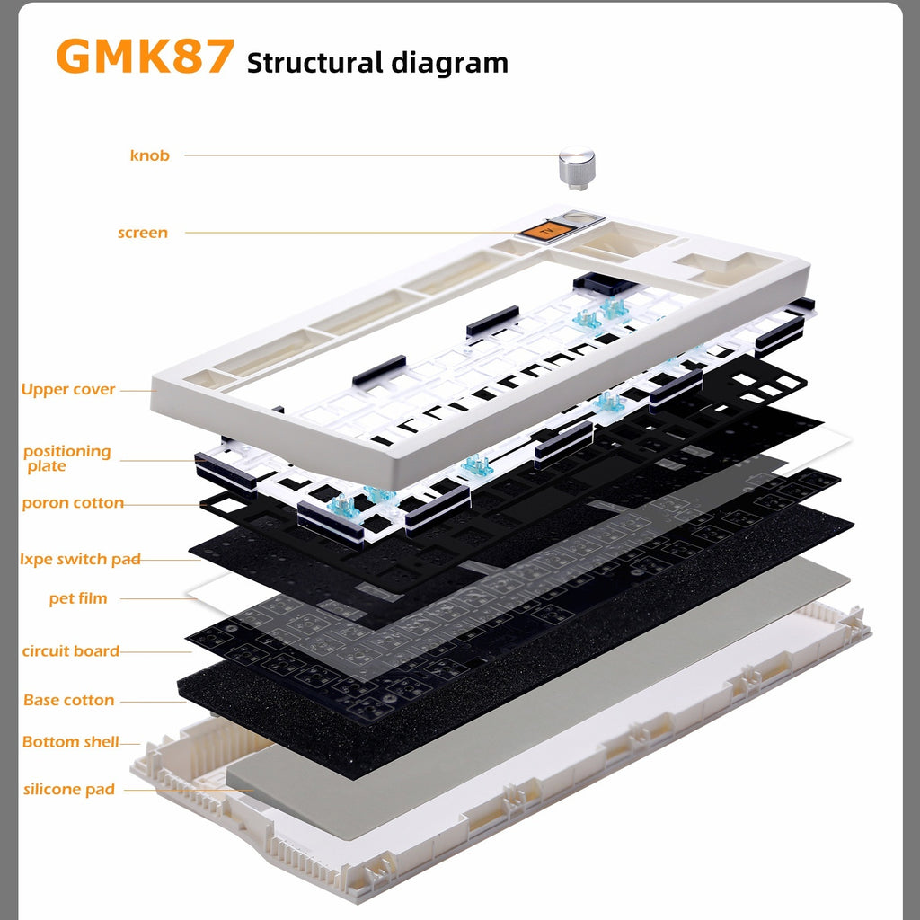 Kit clavier mécanique DIY avec Hot Swap, rétroéclairage RVB et molette - 43x15x5cm