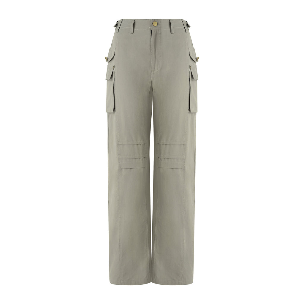 Pantalon cargo multipoches ample et droit pour femme
