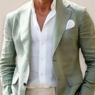 Veste de costume ample pour homme, couleur unie, à double boutonnage