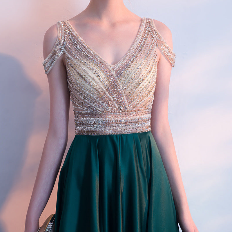 Sexy High Waist Party Long Dress with Zipper in Dark Green & Wine Red
