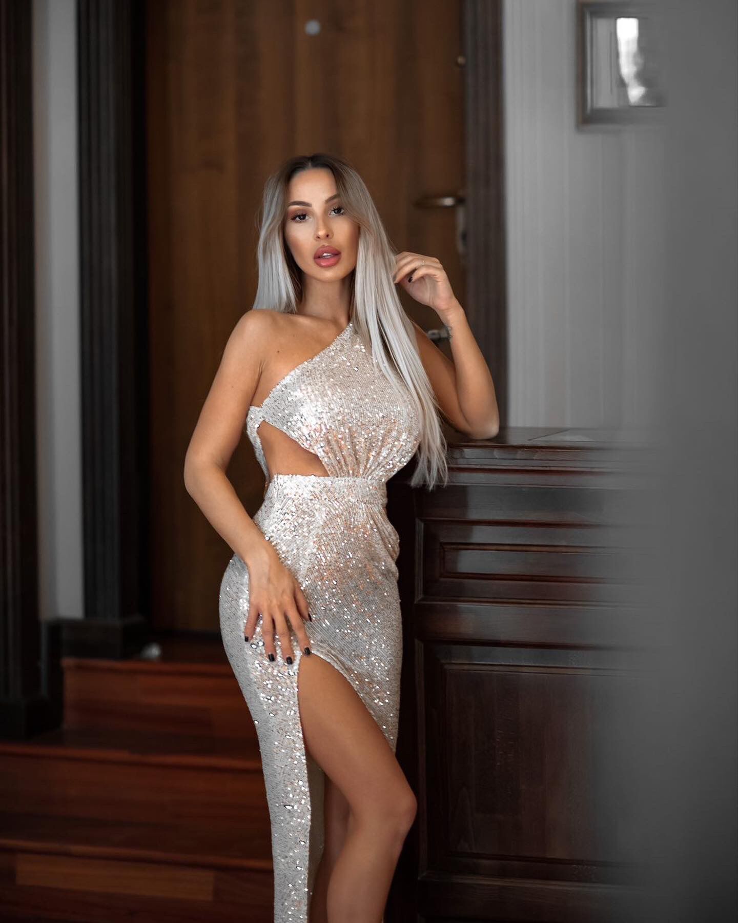 Sleeveless Crossbody Patchwork Slit Midriff Outfit Sheath Dress