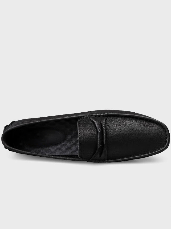 Mocassins décontractés en cuir véritable à enfiler pour homme