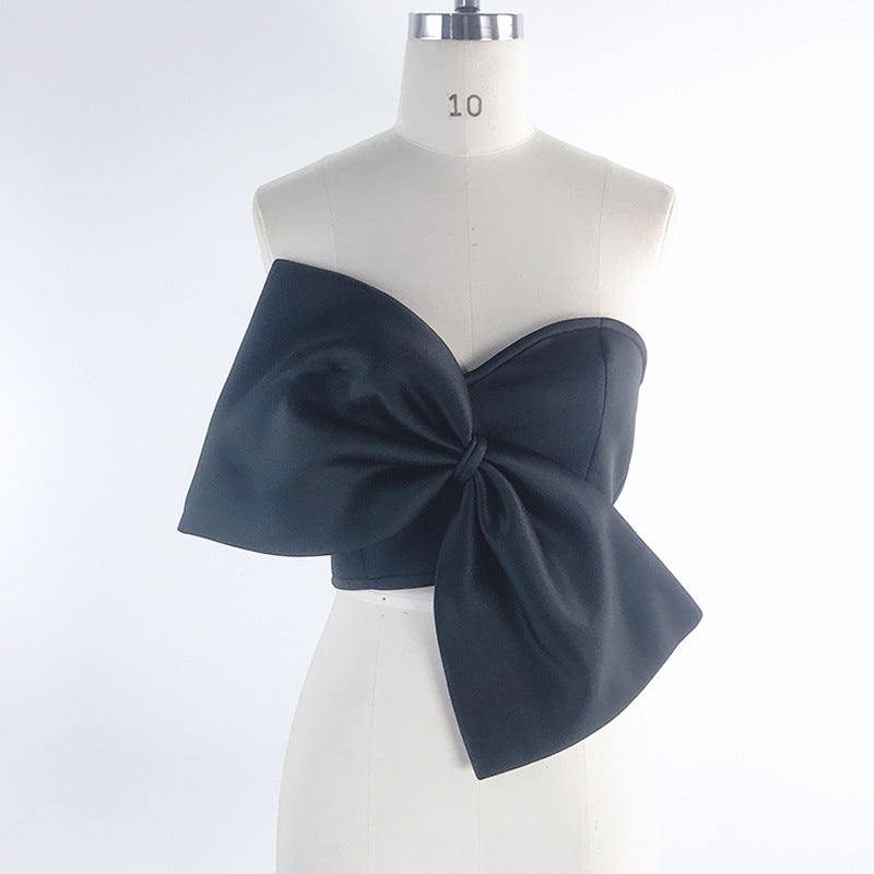 Bow Wrap Off-Shoulder Versatile Crop Top