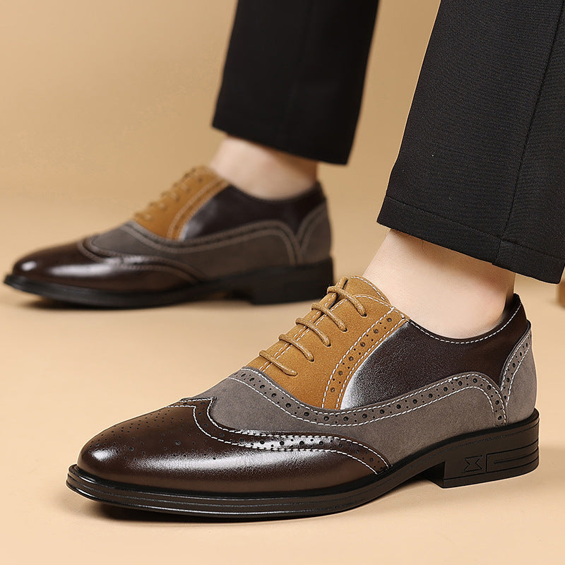 Chaussures Richelieu en cuir décontractées pour homme grande taille à bout pointu