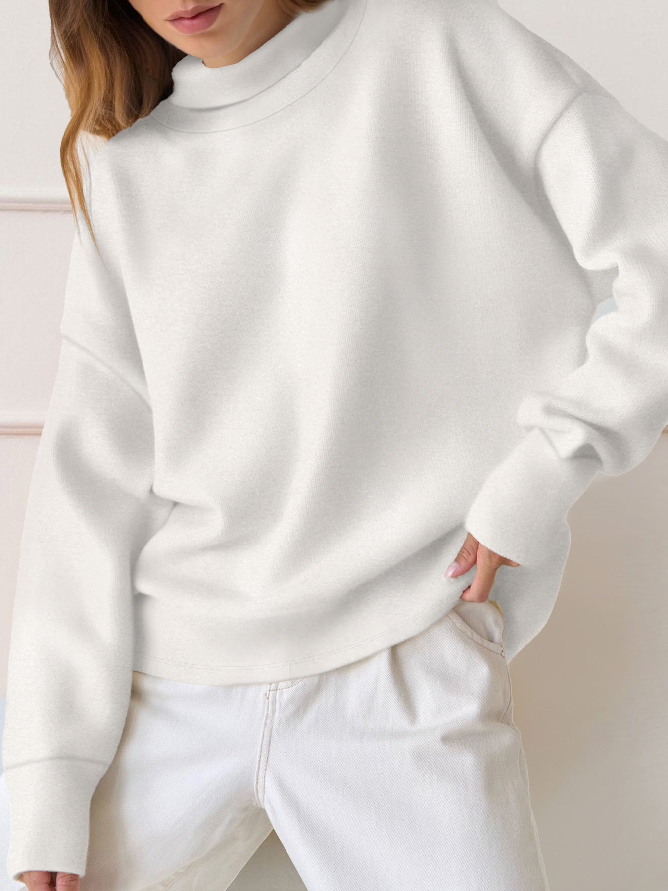 Fashion Simple Solid Color Long Sleeve Sweatshirt Versatile